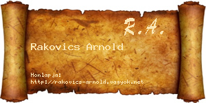 Rakovics Arnold névjegykártya