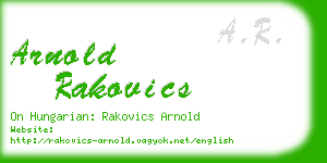 arnold rakovics business card